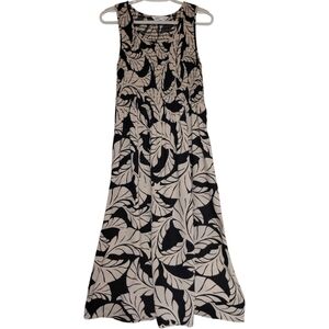 Croft & Barrow Sleeveless Midi Dress Flowy Black Tan Stretchy Womens Small